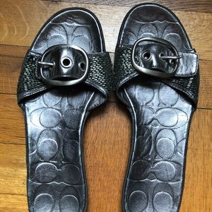 Coach Shoes - Coach gray/silver slide sandals Coach Shoes - Coach gray/silver slide sandals